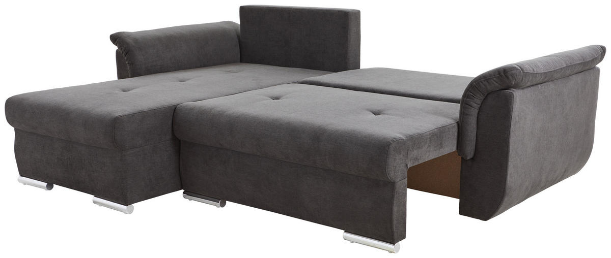 ECKSOFA in Chenille Schwarz, Petrol  - Chromfarben/Petrol, Konventionell, Kunststoff/Textil (168/240cm) - P & B