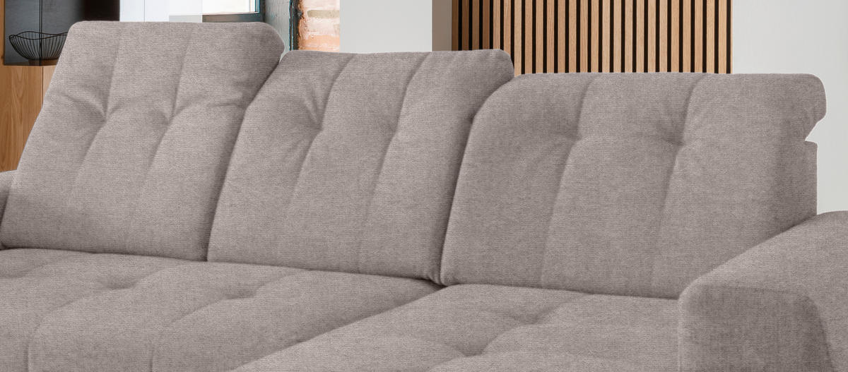WOHNLANDSCHAFT in Mikrofaser Taupe  - Taupe/Schwarz, Modern, Textil/Metall (200/337/180cm) - Livetastic
