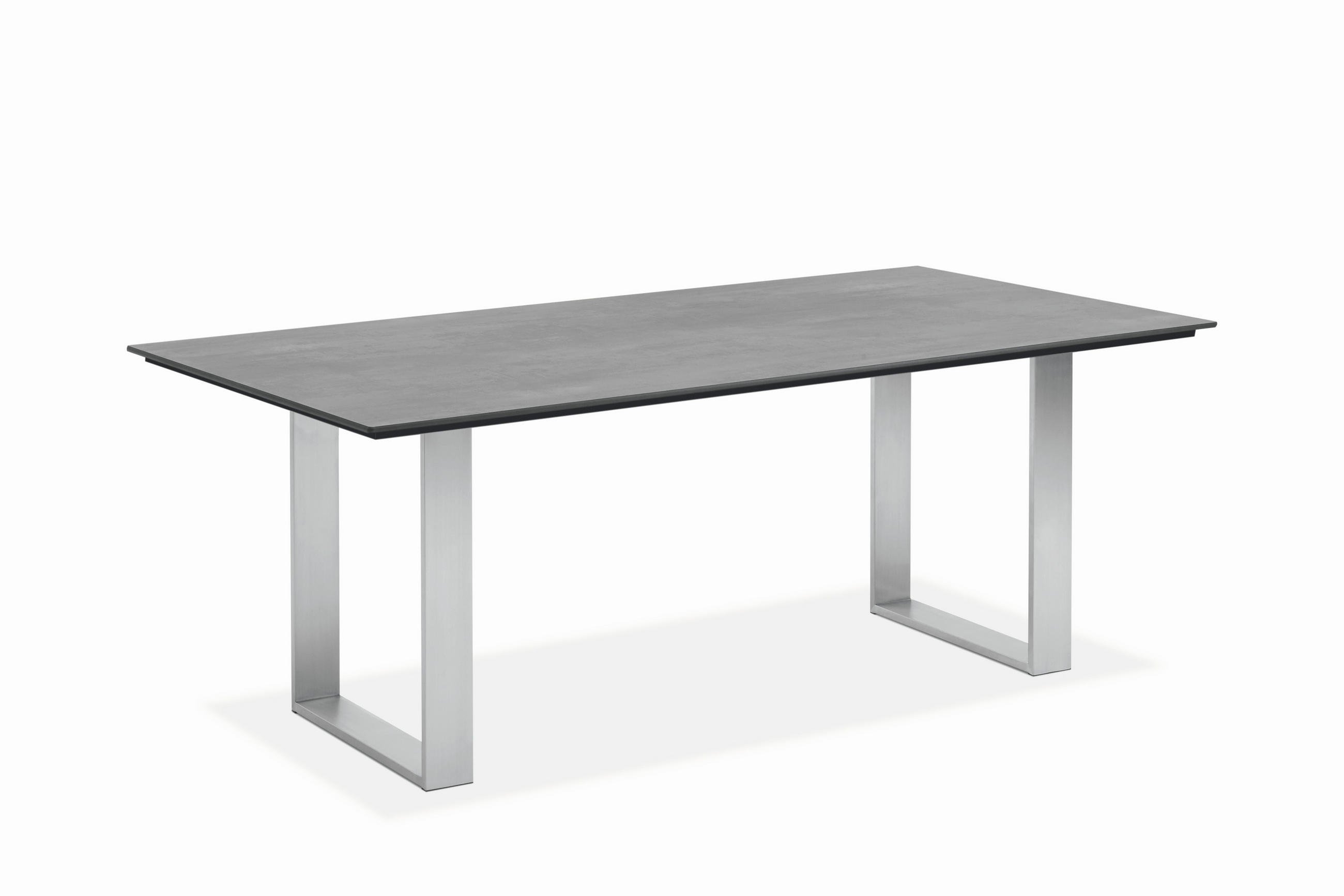 GARTENTISCH Kunststoff Grau, Edelstahlfarben rechteckig  - Edelstahlfarben/Grau, Design, Kunststoff/Metall (180/95/76cm)