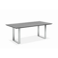 GARTENTISCH 180/95/76 cm Kunststoff Grau, Edelstahlfarben rechteckig  - Edelstahlfarben/Grau, Design, Kunststoff/Metall (180/95/76cm)