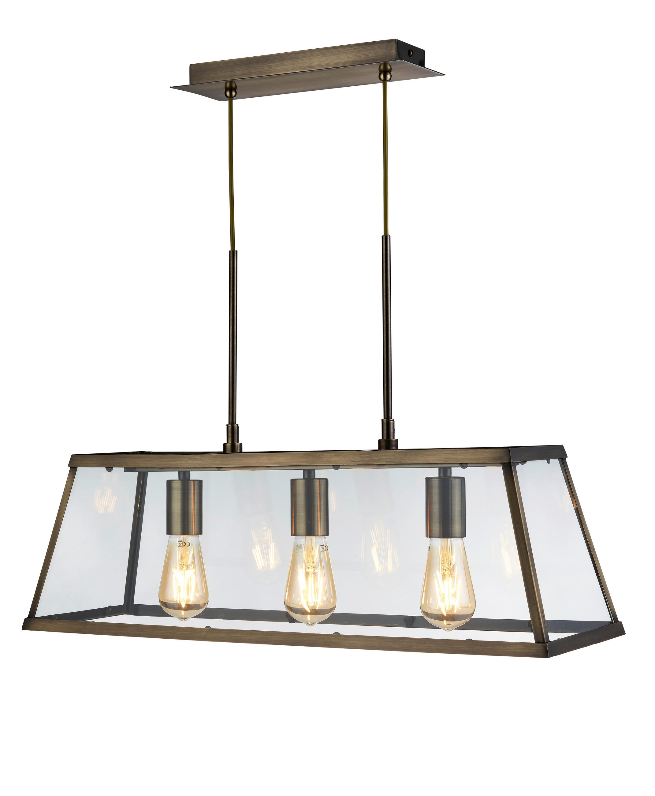HÄNGLAMPA Voyager 65/100/20 cm  - mässingsfärgad, Modern, metall/glas (65/100/20cm)