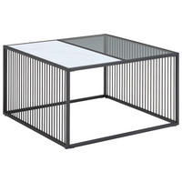 COUCHTISCH Metall, Glas 75/75/42 cm  - Weiss/Schwarz, Design, Glas/Metall (75/75/42cm) - Livetastic