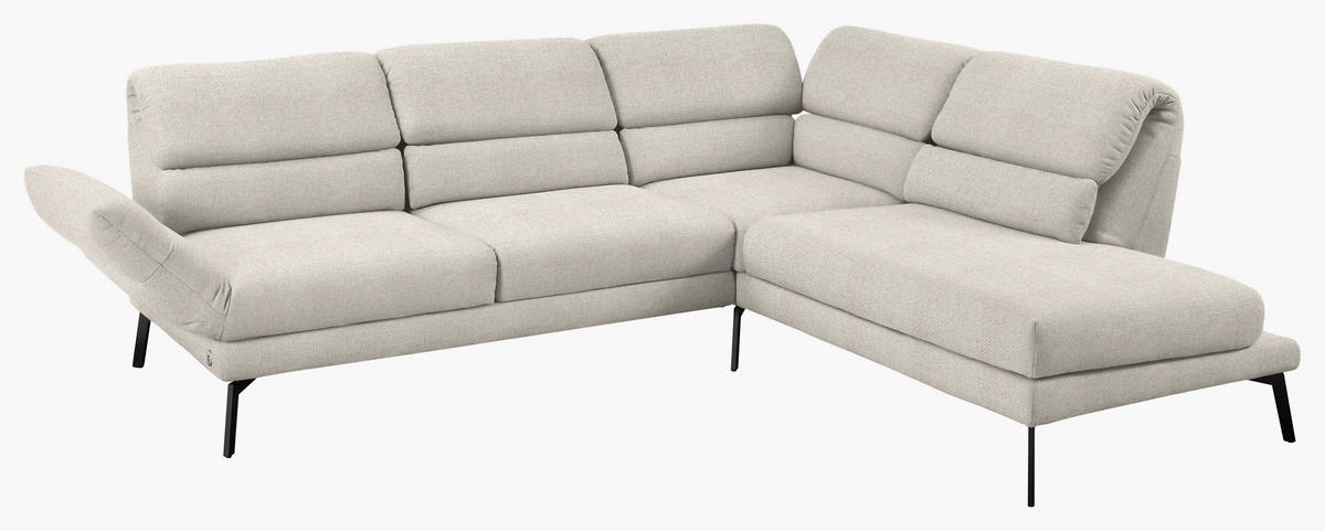 ECKSOFA in Flachgewebe Naturfarben, Beige  - Beige/Schwarz, Design, Textil/Metall (256-363/212-253cm) - Dieter Knoll