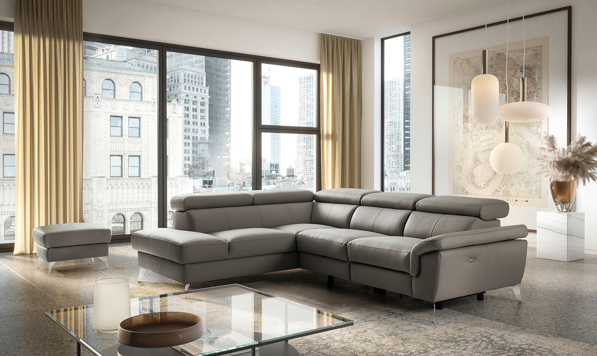 ECKSOFA  in Lederlook Echtleder Schlammfarben  210/265 cm  - Chromfarben/Schlammfarben, Design, Leder/Textil (210/265cm) - Livetastic