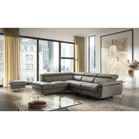 ECKSOFA  in Lederlook Echtleder Schlammfarben  210/265 cm  - Chromfarben/Schlammfarben, Design, Leder/Textil (210/265cm) - Livetastic