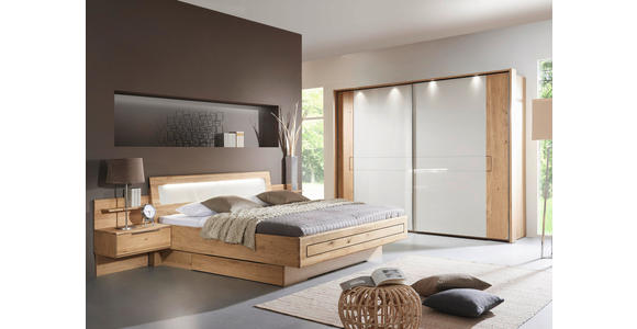 SCHWEBETÜRENSCHRANK in Eichefarben, Champagner - Champagner/Eichefarben, KONVENTIONELL, Holz/Holzwerkstoff (280/223/68cm) - Dieter Knoll