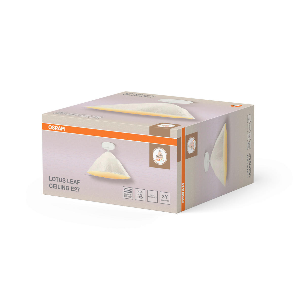 DECKENLEUCHTE 39,6/25,2 cm   - Weiß, Design, Papier/Metall (39,6/25,2cm) - Osram