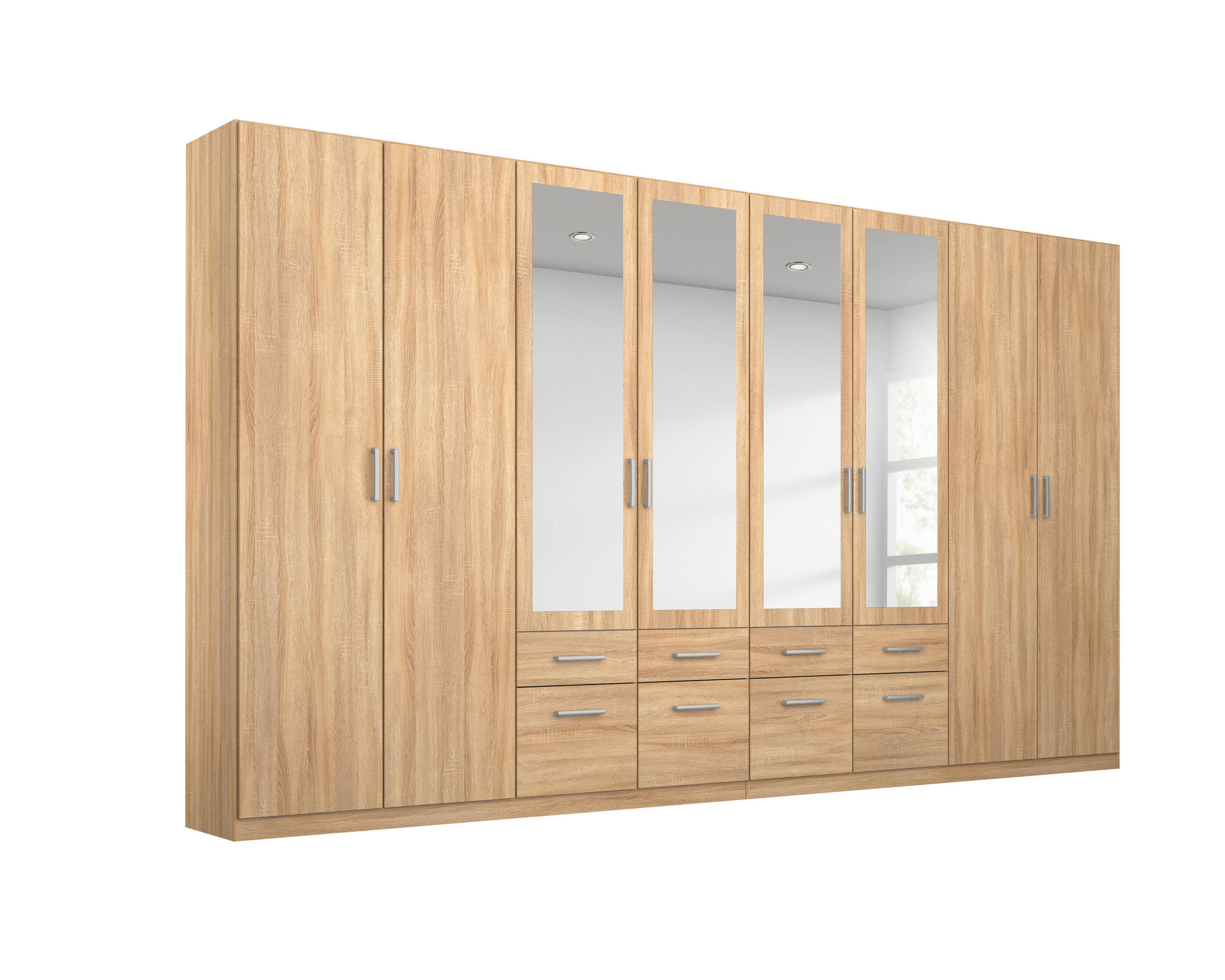 DREHTÜRENSCHRANK in Sonoma Eiche - Alufarben/Sonoma Eiche, Modern, Holzwerkstoff/Kunststoff (360/229/54cm) - Rauch Möbel