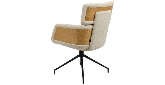 ARMLEHNSTUHL , Wippfunktion, Sitzfläche 360° drehbar, automatische Rückholfunktion , Webstoff  - Eichefarben/Beige, Design, Holz/Textil (62/92/66cm) - Dieter Knoll