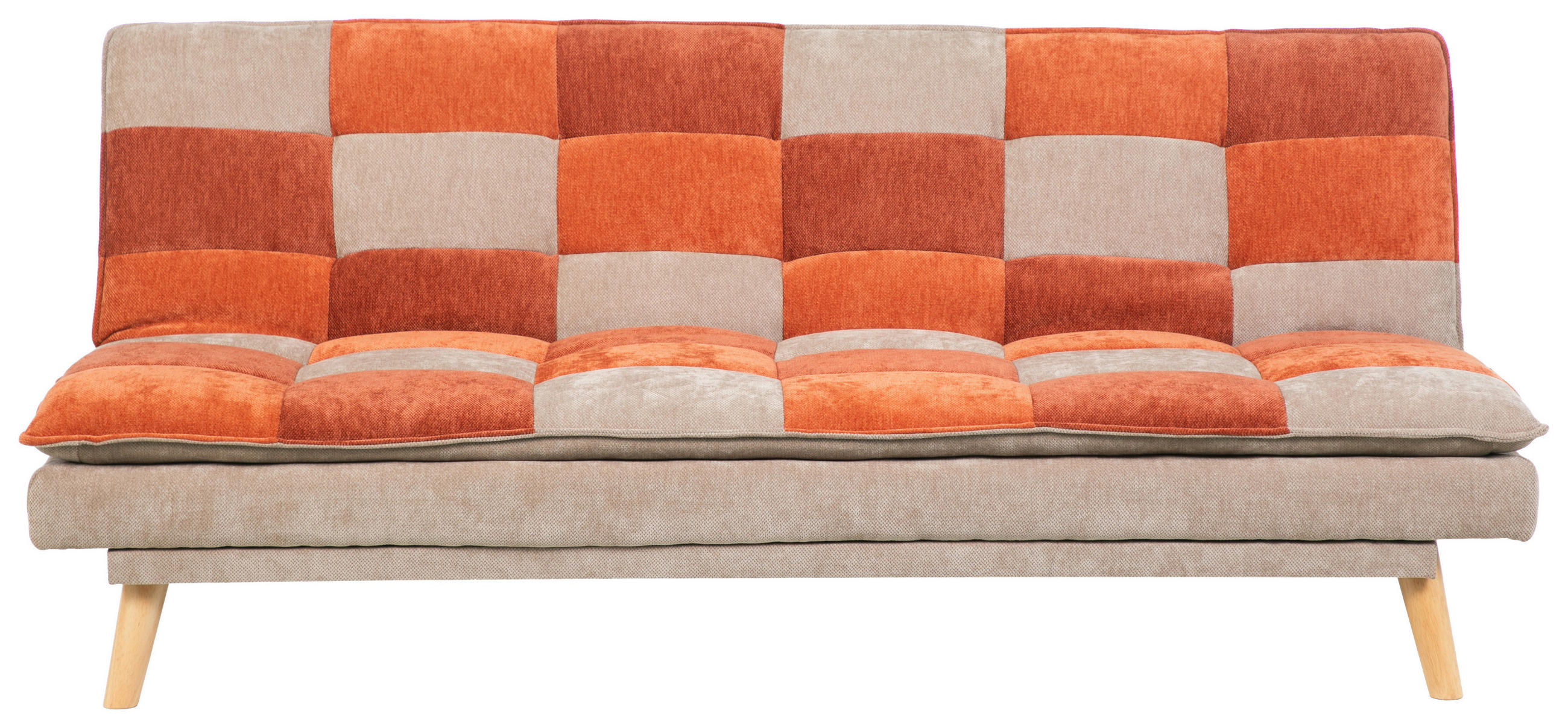 SCHLAFSOFA Chenille Orange, Hellbraun, Dunkelorange  - Hellbraun/Dunkelorange, Design, Holz/Textil (180/77/91cm) - MID.YOU