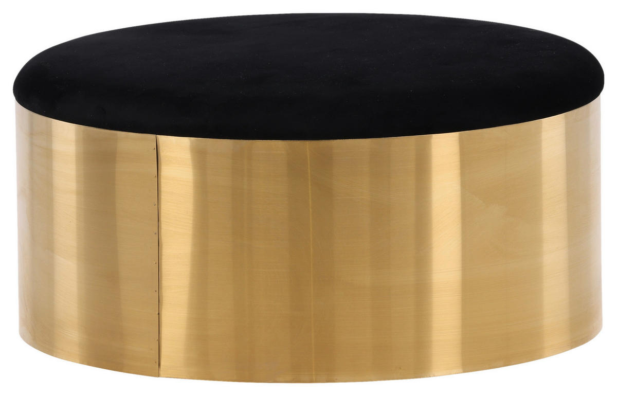 HOCKER Samt Schwarz, Goldfarben  - Goldfarben/Schwarz, Design, Textil/Metall (45/46/45cm) - Livetastic