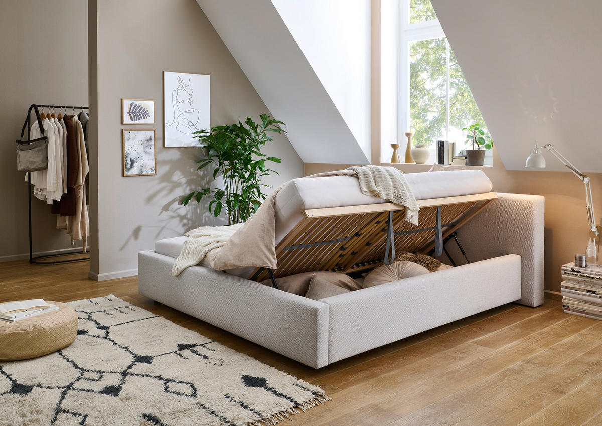POLSTERBETT 160/200 cm  in Hellgrau  - Hellgrau, Basics, Holz/Textil (160/200cm) - Boxxx