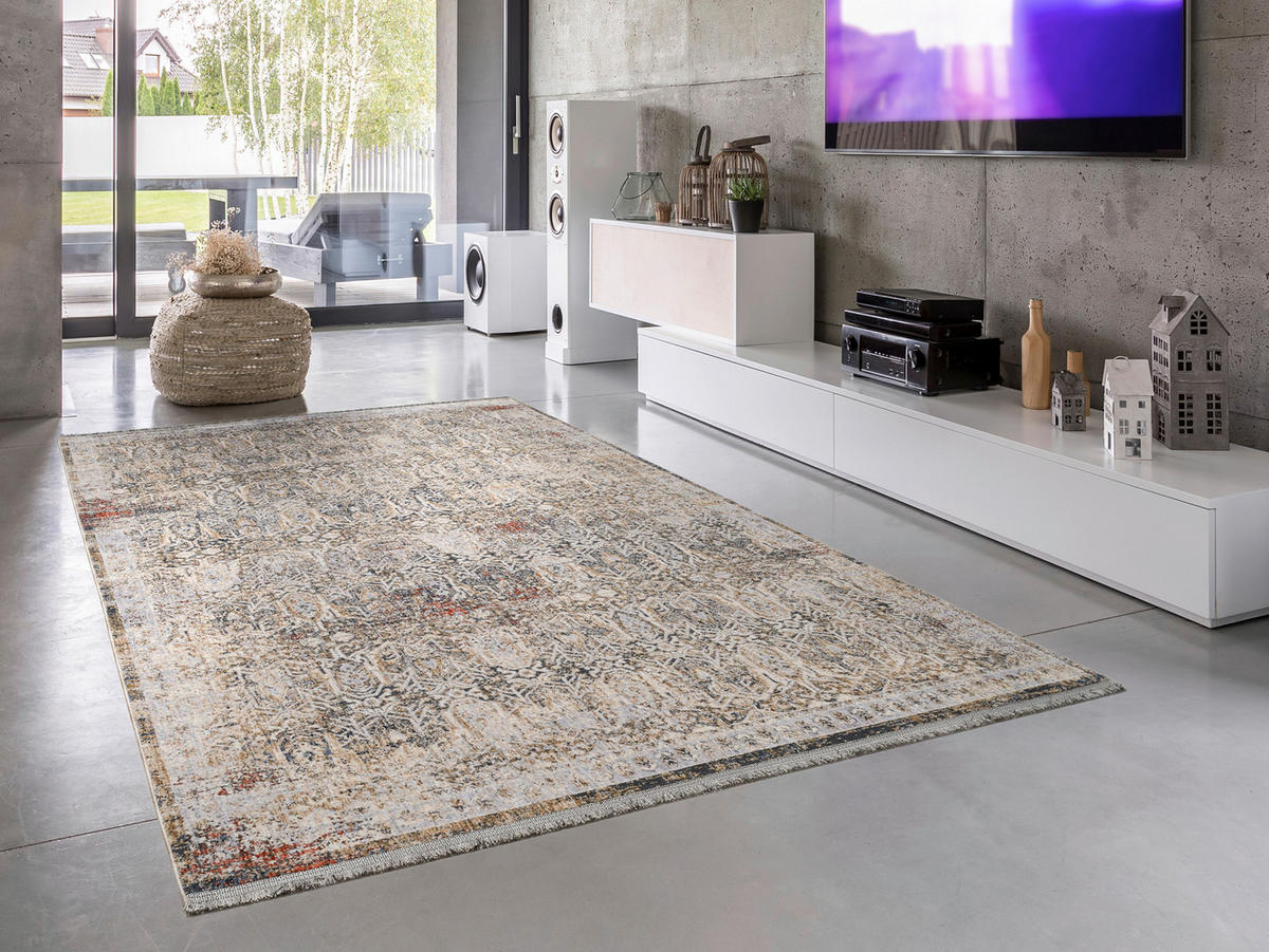 VINTAGE-TEPPICH 133/190 cm Blau, Beige  - Blau/Beige, Design, Textil (133/190cm) - Novel