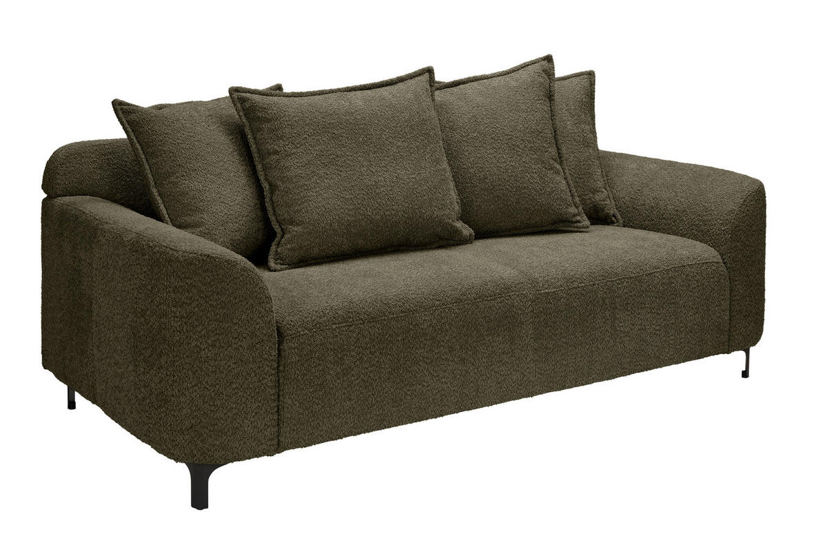 2,5-SITZER  in Chenille Dunkelgrün  - Dunkelgrün/Schwarz, KONVENTIONELL, Textil/Metall (200/84/99cm) - Carryhome