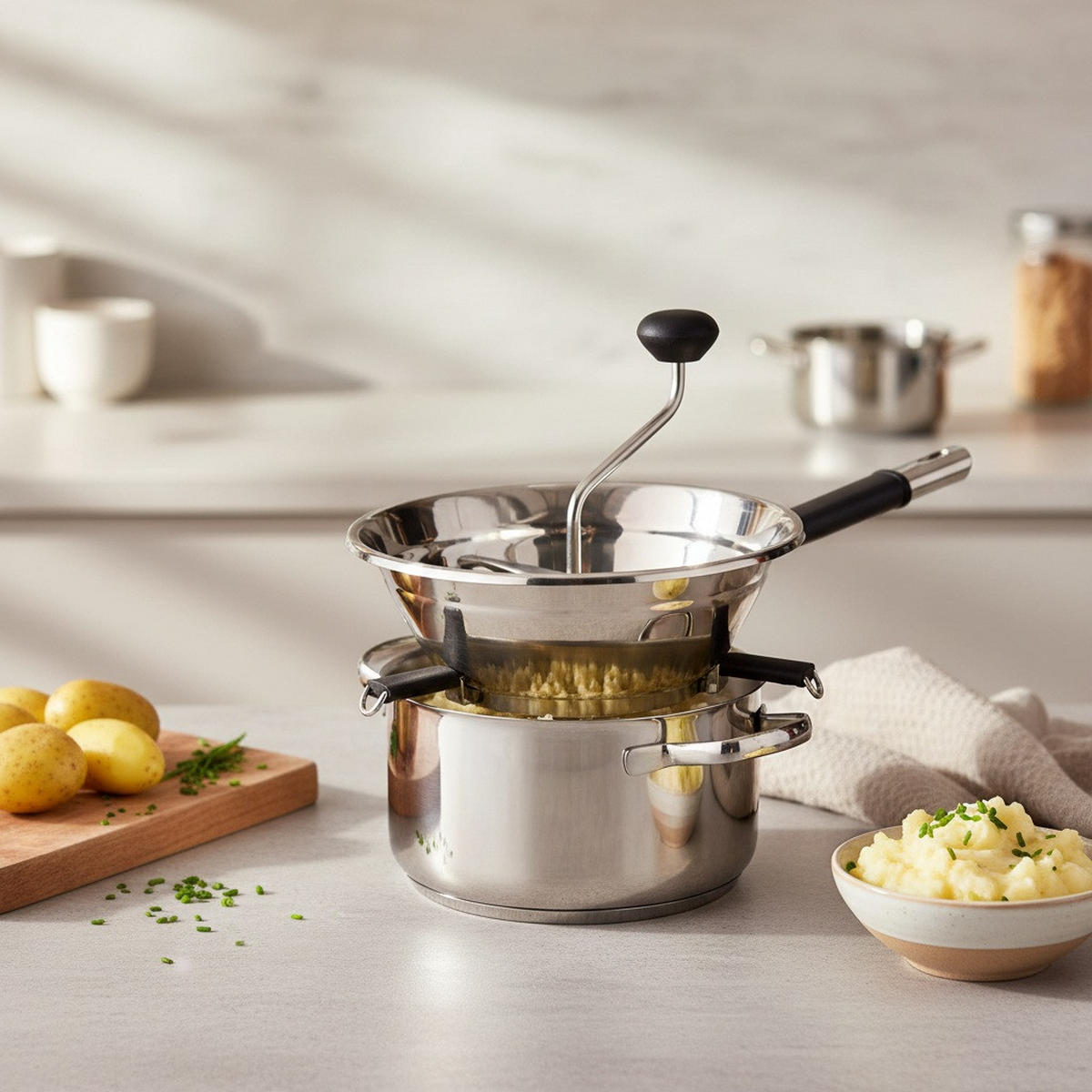 KARTOFFELPRESSE - Silberfarben/Schwarz, Basics, Metall (37/11/25cm) - moHA!