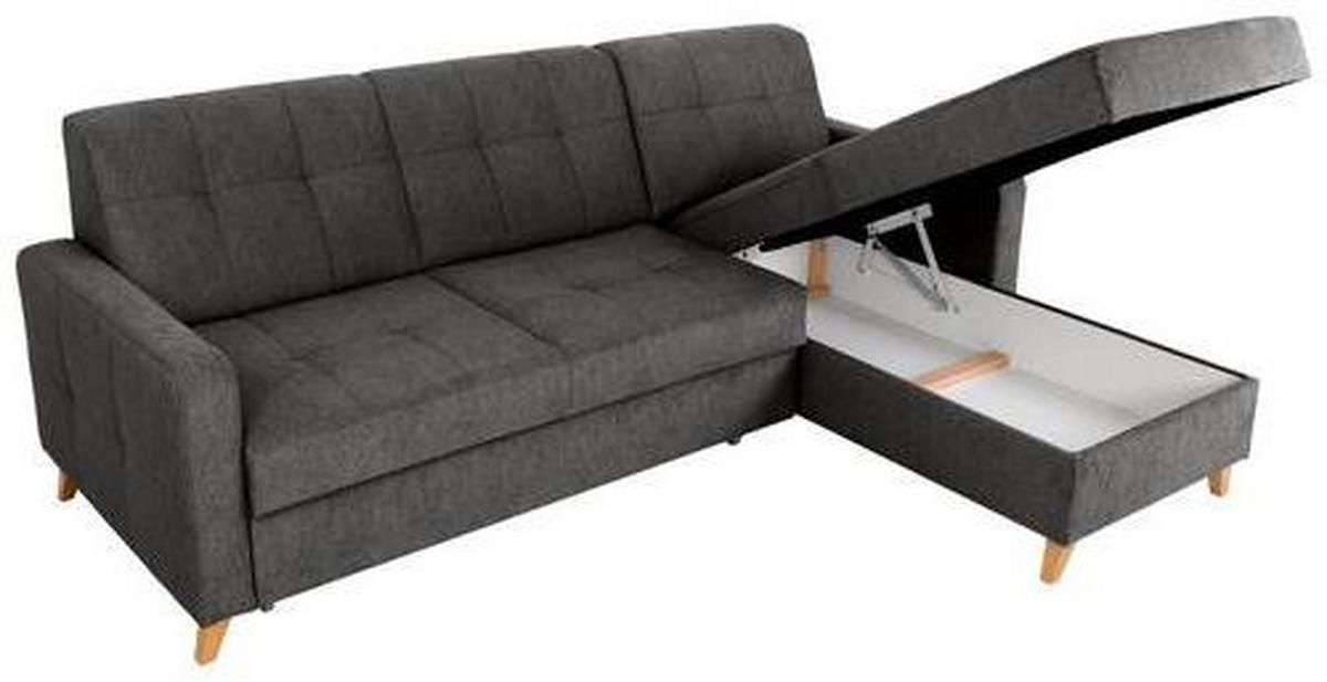 ECKSCHLAFSOFA in Grau Textil   - Kernbuche/Grau, Design, Textil (223/161cm) - MID.YOU