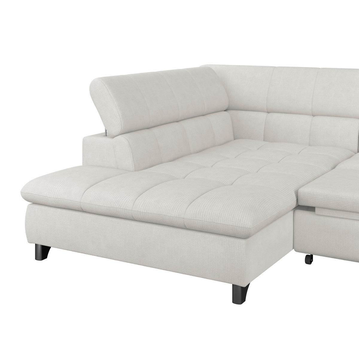 ECKSOFA Creme Chenille  - Chromfarben/Creme, KONVENTIONELL, Textil/Metall (234/312cm) - Livetastic