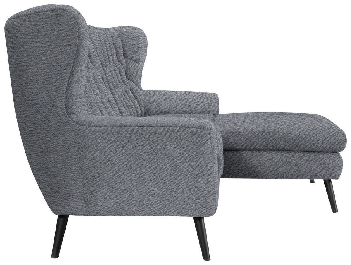 ECKSOFA in Mikrofaser Grau  - Schwarz/Grau, Design, Holz/Textil (237/165cm) - Stylife