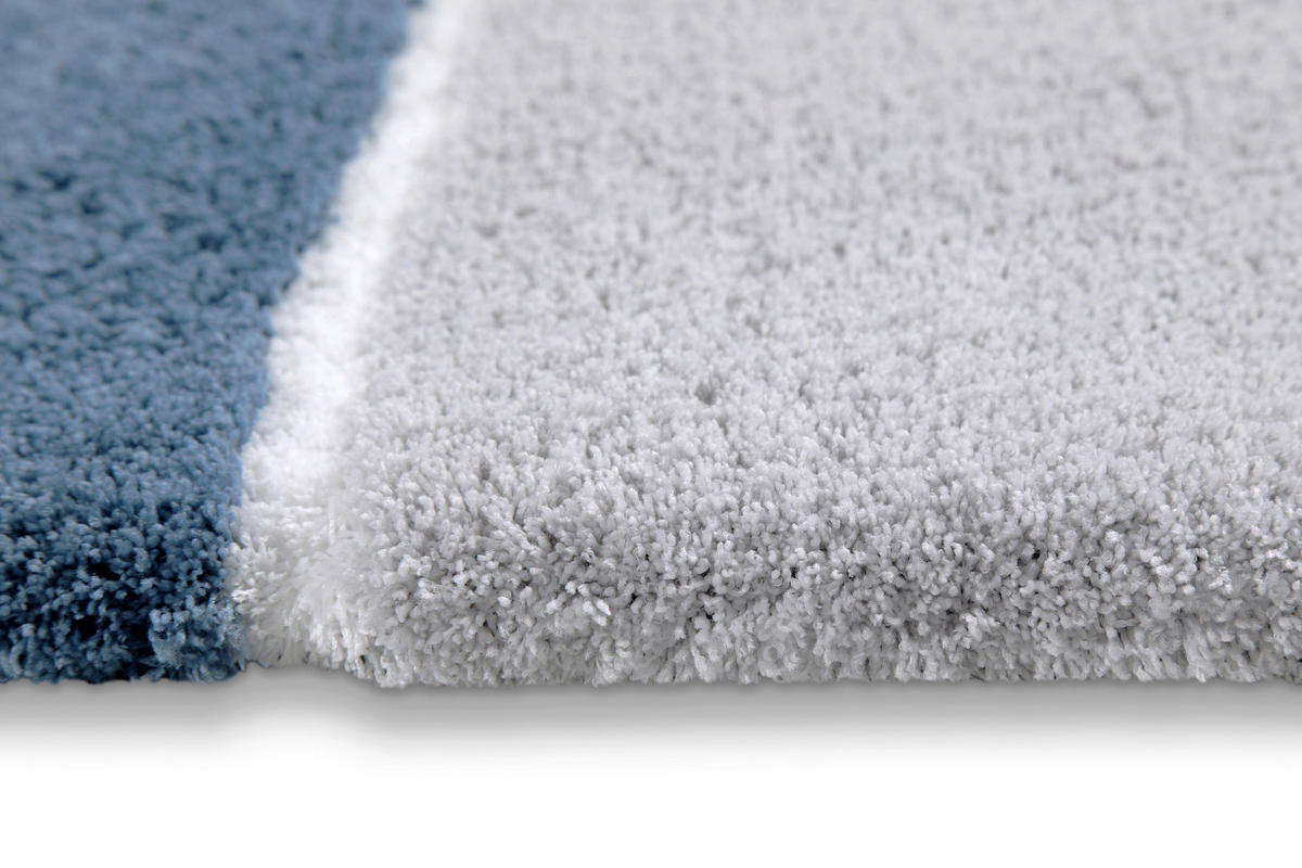 BADTEPPICH Blau, Grau 55/65 cm  - Blau/Grau, Basics, Kunststoff/Textil (55/65cm) - WECON HOME