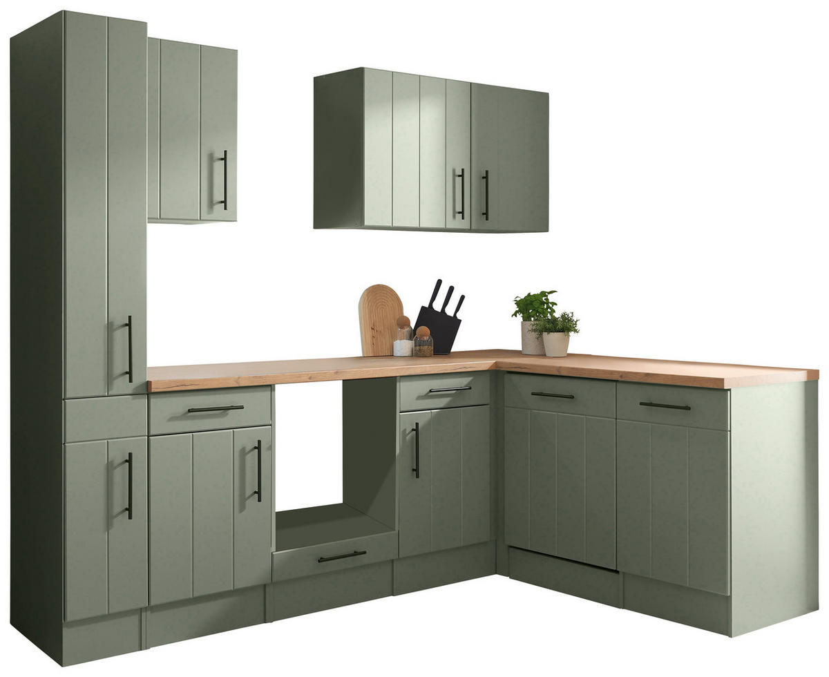 KÜCHENLEERBLOCK 250 cm   in Wildeiche, Schilfgrün  - Schilfgrün/Wildeiche, Trend, Holzwerkstoff/Metall (250cm) - Respekta