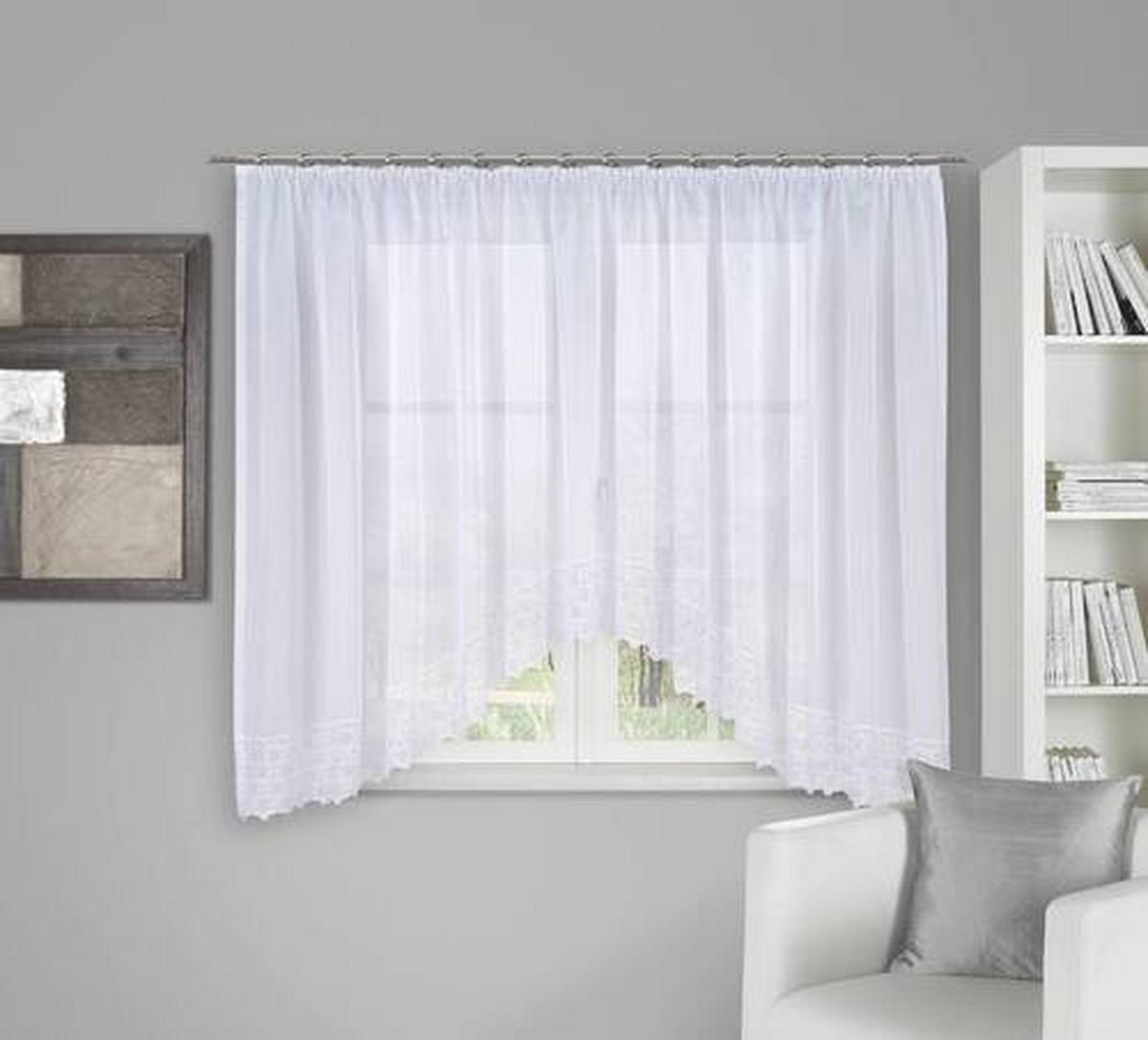 HOTOVÝ ZÁVĚS, poloprůhledné, 450/175 cm - bílá, Konvenční, textil (450/175cm) - Esposa
