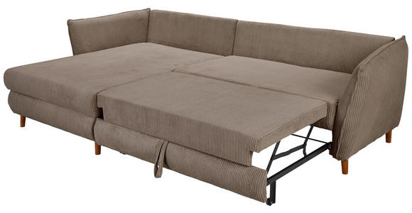 ECKSOFA Taupe Cord  - Taupe/Eichefarben, KONVENTIONELL, Holz/Textil (162/284cm) - Carryhome