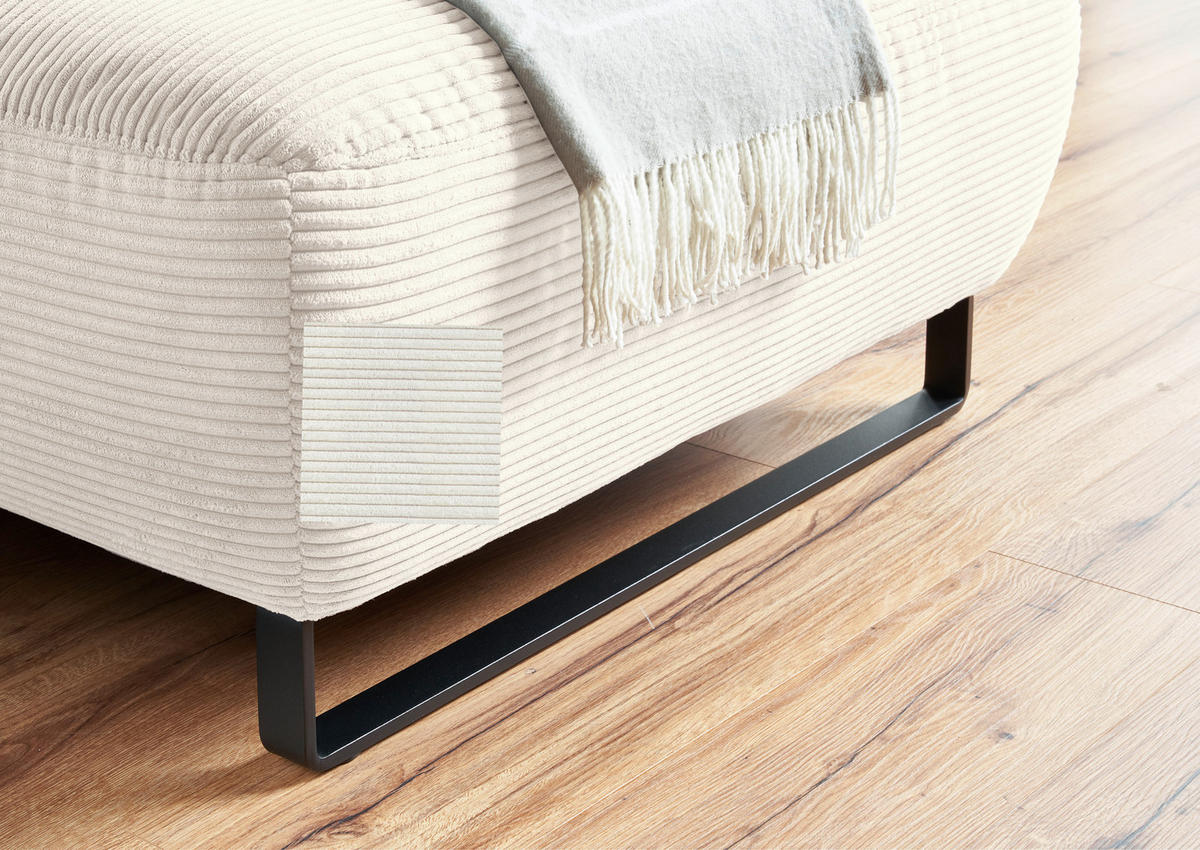 ECKSOFA in Cord Weiß  266/180 cm  - Schwarz/Weiß, KONVENTIONELL, Textil/Metall (266/180cm) - Hom`in