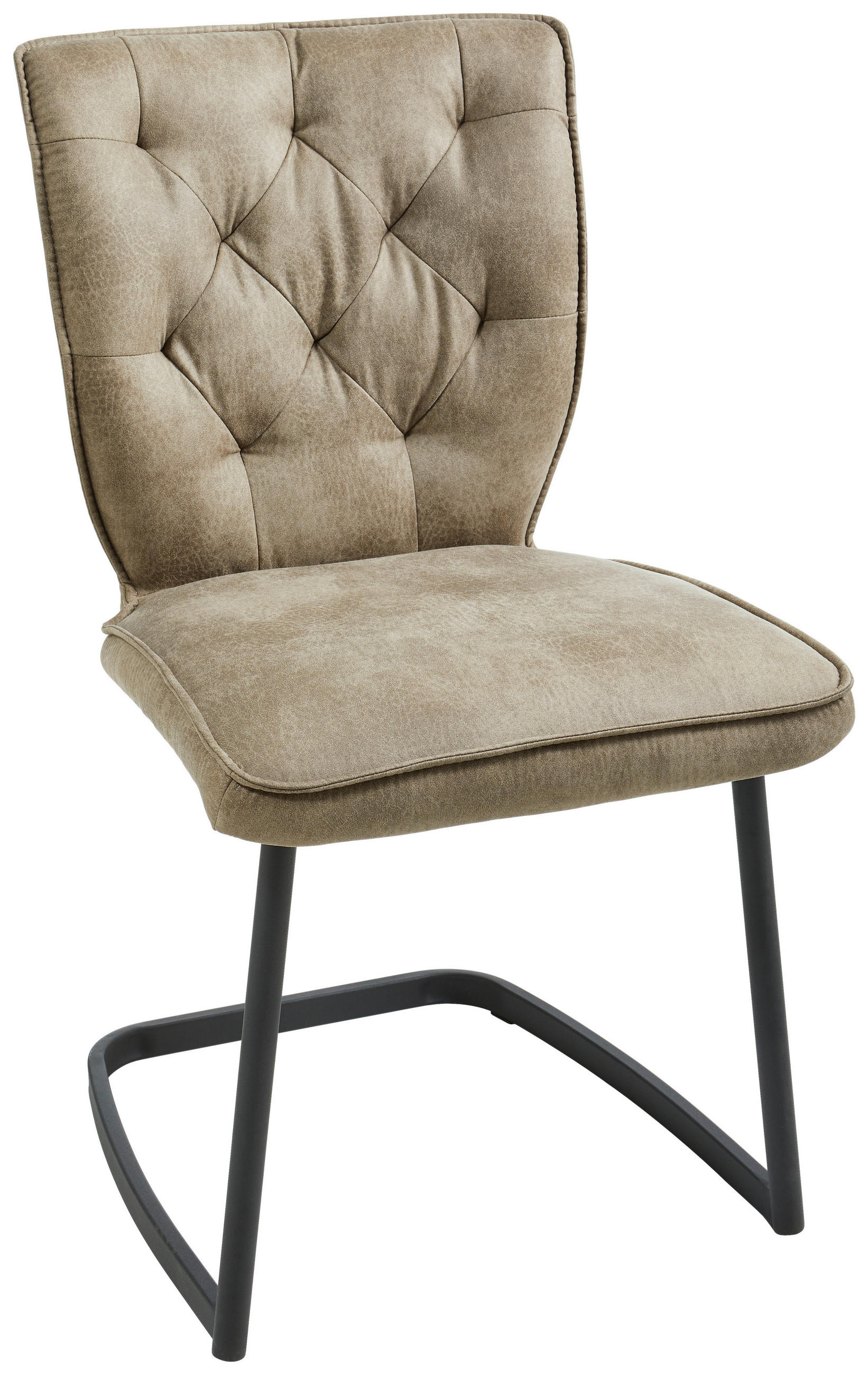 SCHWINGSTUHL  in Eisen Mikrofaser  - Taupe/Hellbraun, Design, Textil/Metall (46/89/58cm) - Valdera