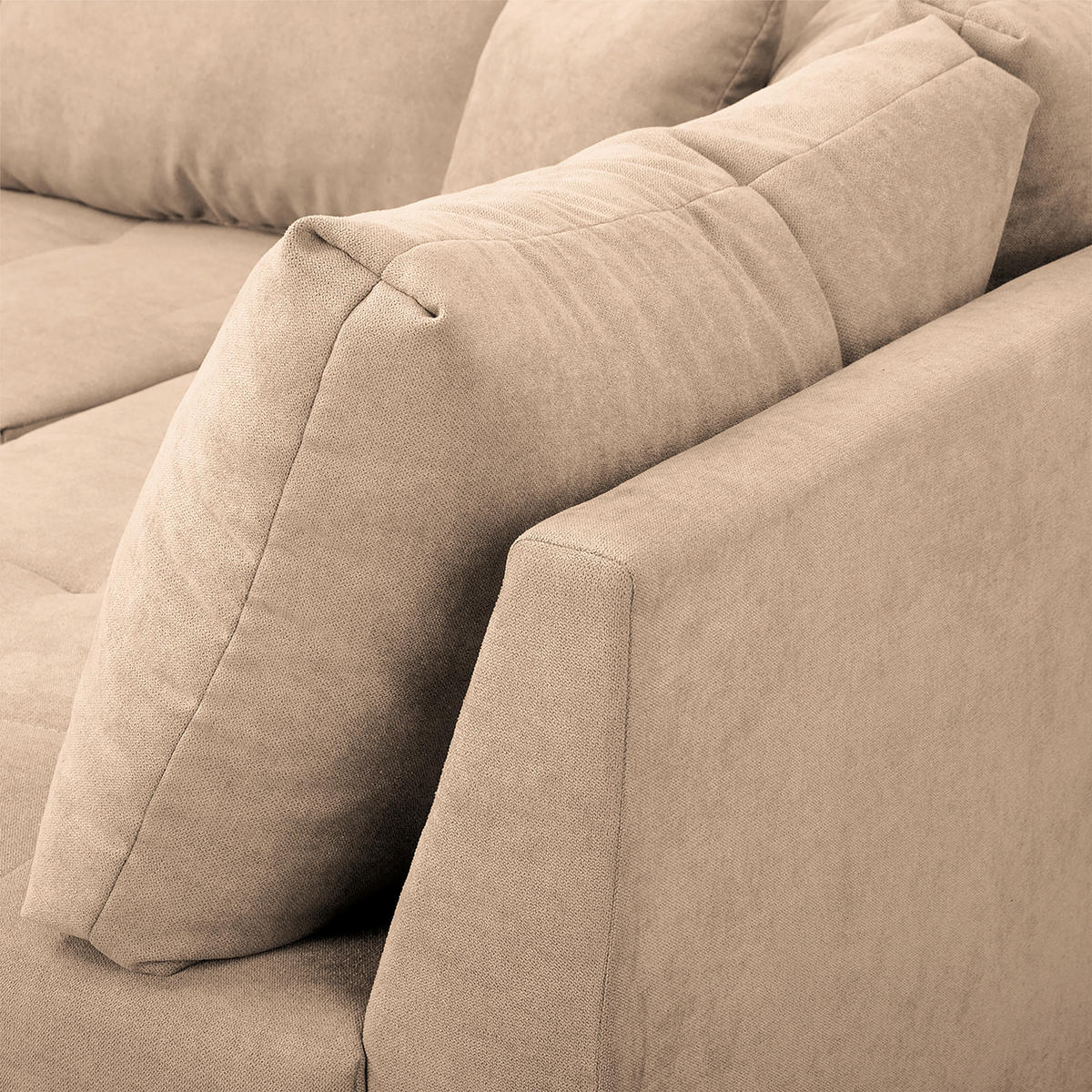 ECKSOFA inkl. Hocker Ariella Creme Mikrofaser  - Creme/Naturfarben, Design, Holz/Textil (161/231cm) - Livetastic