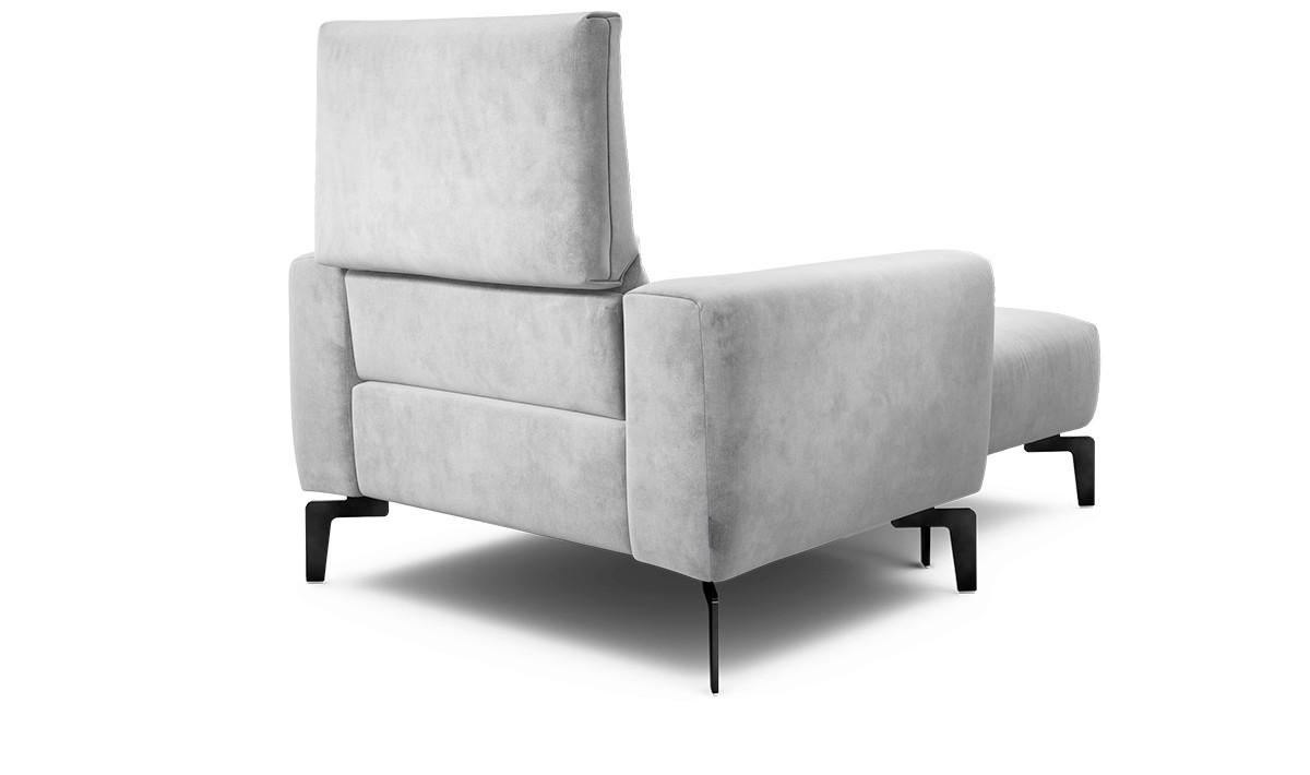 Sessel inkl. Hocker in Samt Hellgrau  - Hellgrau/Schwarz, Design, Textil/Metall (110/85/86-94cm) - SENSOO