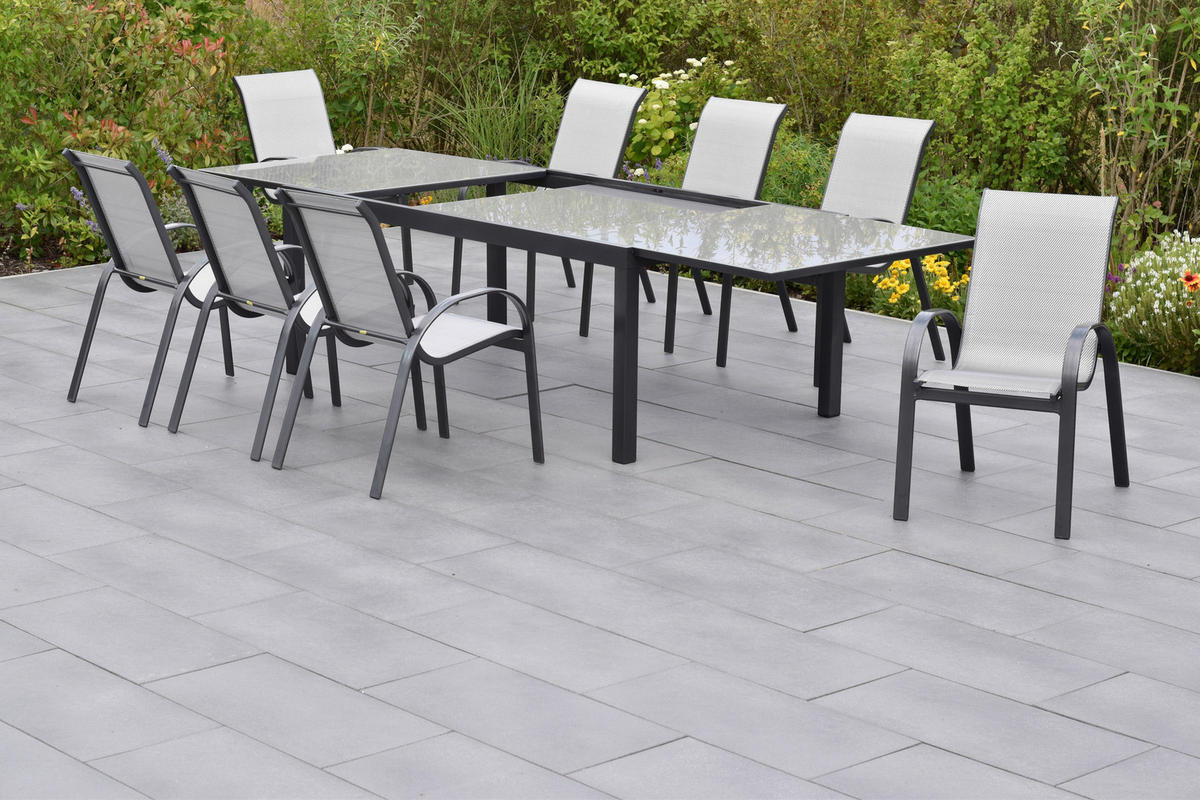 GARTENSET Aluminium  - Graphitfarben/Braun, MODERN, Textil/Metall - Gardenson