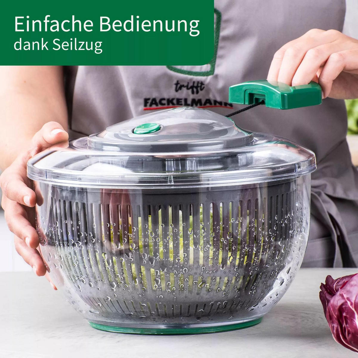 ODSTŘEDIVKA NA SALÁT - zelená/tmavě šedá, Design, plast (24,5cm) - Chefkoch+Fackelmann