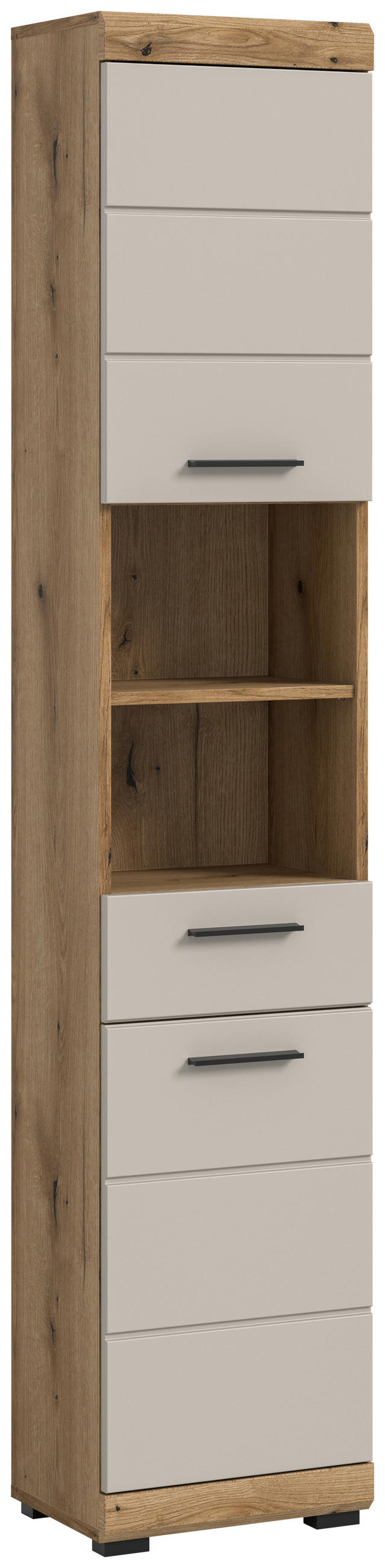 HOCHSCHRANK 37/191/31 cm  - Kaschmir/Schwarz, MODERN, Holzwerkstoff/Kunststoff (37/191/31cm) - MID.YOU