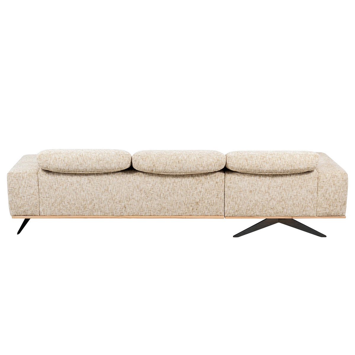 ECKSOFA PORTLAND in Struktur Beige Kopfteilverstellung  187/295 cm  - Beige/Schwarz, Design, Holz/Textil (187/295cm) - Livetastic