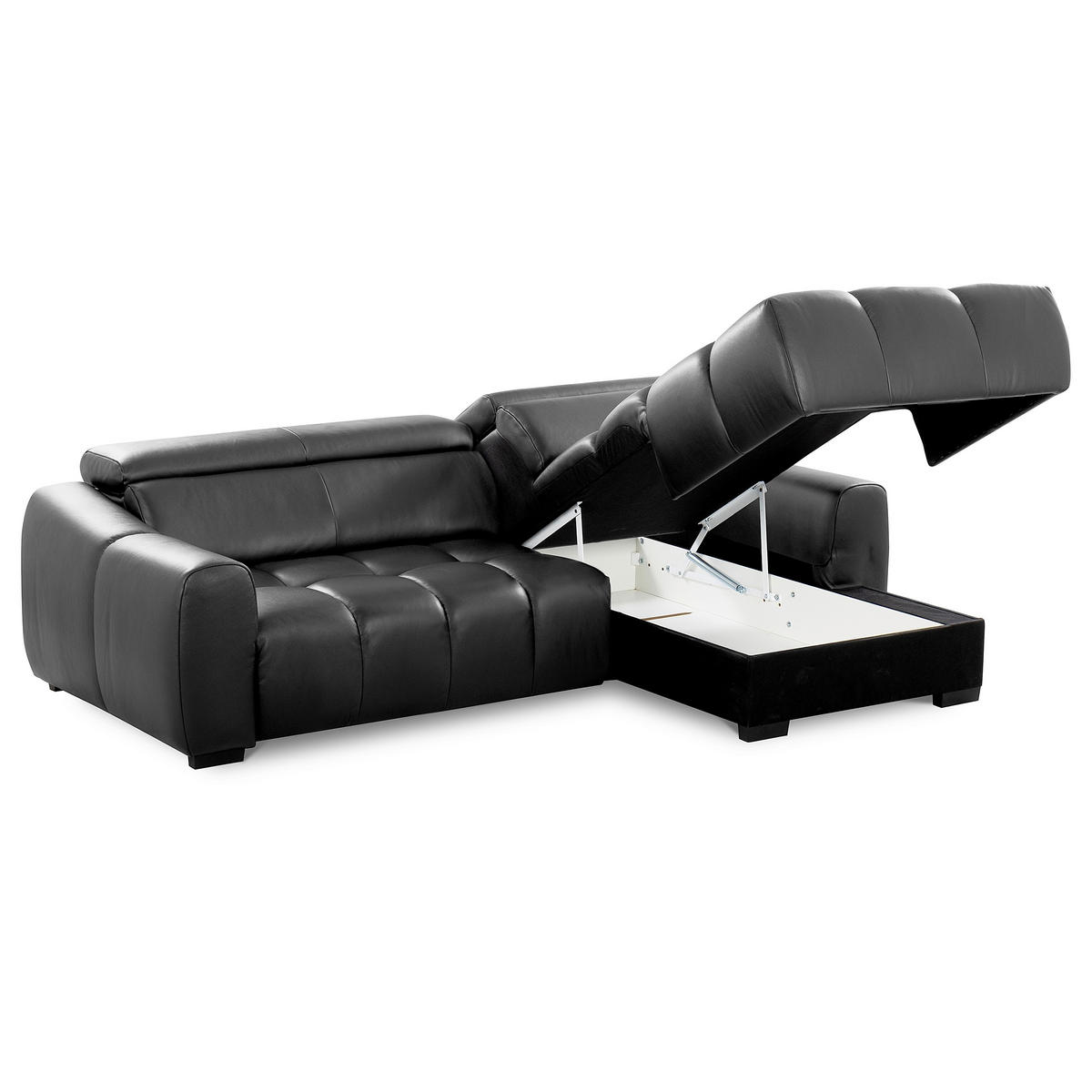 ECKSOFA  Echtleder Anthrazit  - Anthrazit/Schwarz, Design, Leder/Kunststoff (274/177cm) - Livetastic