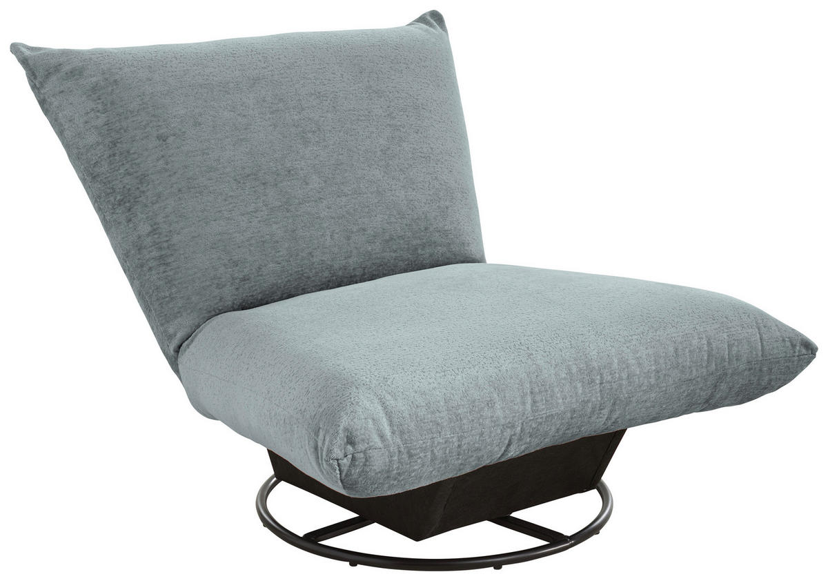 RELAXSESSEL Bouclé    - Schwarz/Hellblau, Design, Textil/Metall (100/78/96cm) - Livetastic