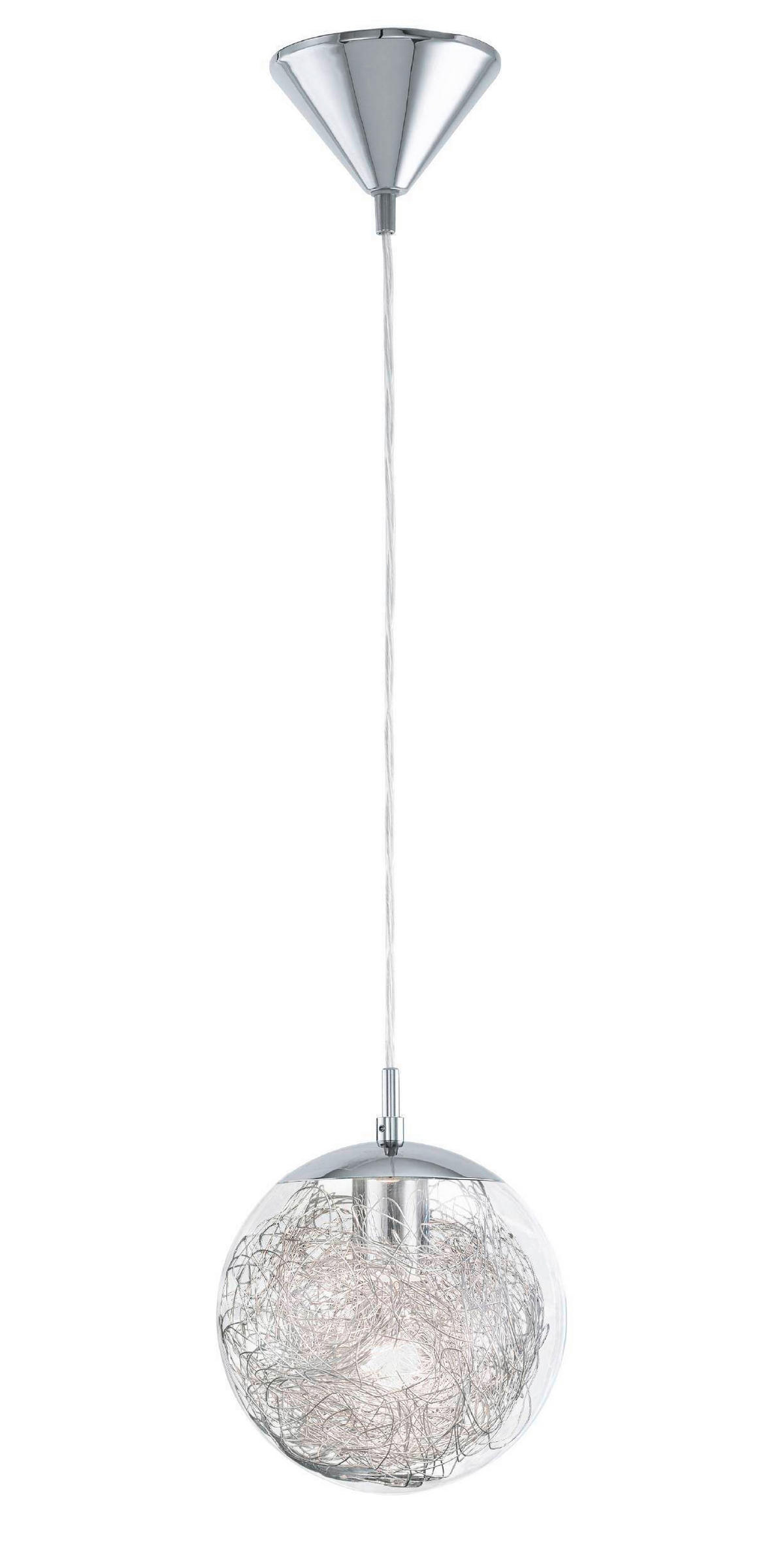 HÄNGELEUCHTE Luberio 25/110 cm   - Chromfarben/Alufarben, Basics, Glas/Metall (25/110cm) - Eglo