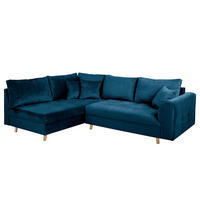 ECKSOFA Samt Blau  - Blau/Naturfarben, Design, Holz/Textil (161/231cm) - P & B