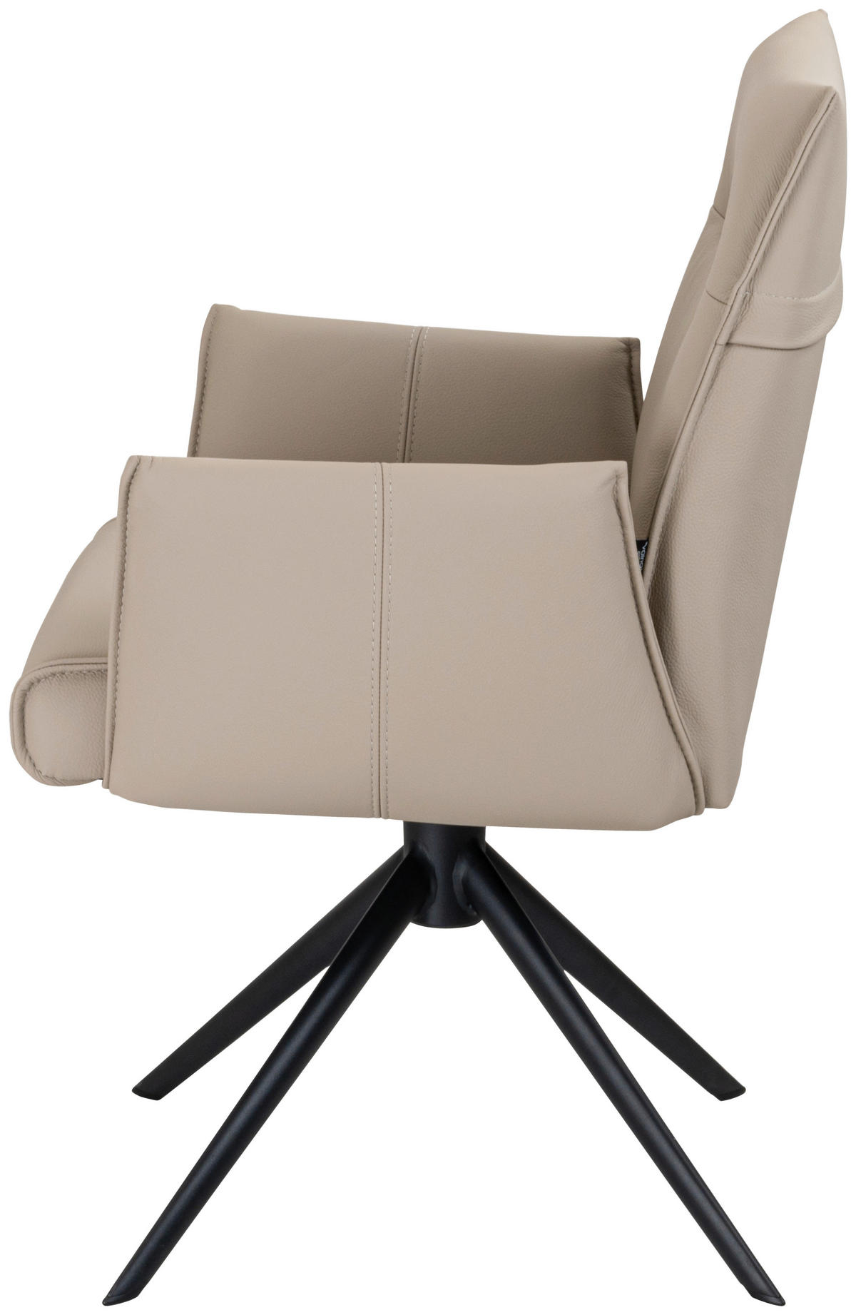 ARMLEHNSTUHL  Sitzfläche 360° drehbar  Echtleder  Beige  - Beige/Schwarz, Design, Leder/Metall (60/88,5/57,5cm) - Valnatura