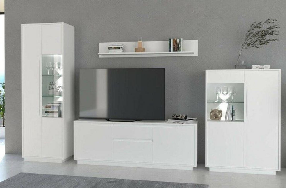 KOMODA POD TELEVIZI, bílá, 169/180/38 cm - bílá, Moderní, kompozitní dřevo (169/180/38cm) - Carryhome