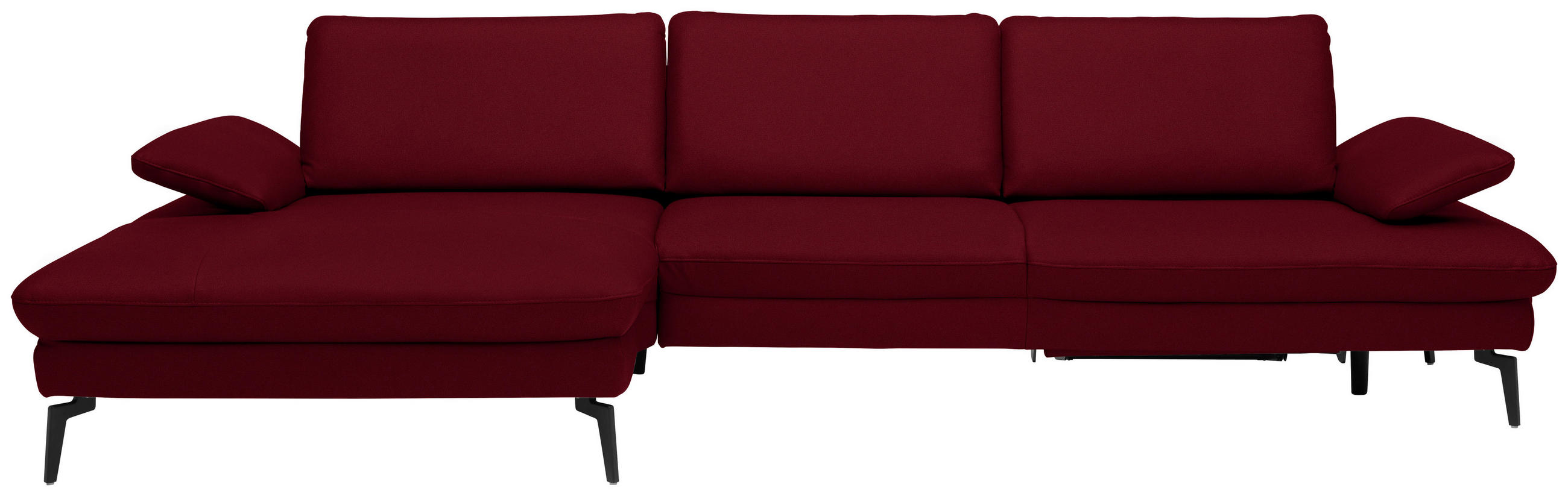 ECKSOFA in Echtleder Dunkelrot  - Schwarz/Dunkelrot, Design, Leder/Metall (157/325cm) - Dieter Knoll