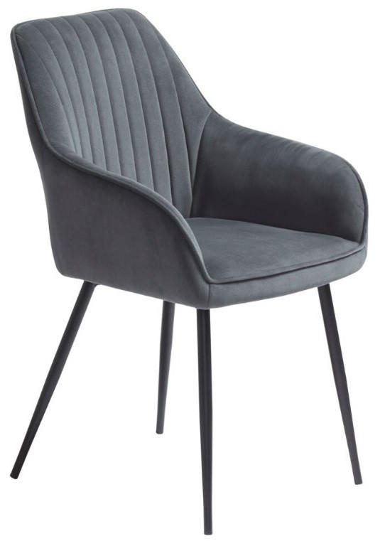 STOL MED ARMSTÖD sammet  - mörkgrå/svart, Design, metall/textil (58/84/59,5cm) - Niels Andersson