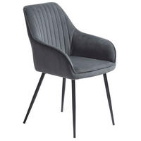 STOL MED ARMSTÖD sammet  - mörkgrå/svart, Design, metall/textil (58/84/59,5cm) - Niels Andersson