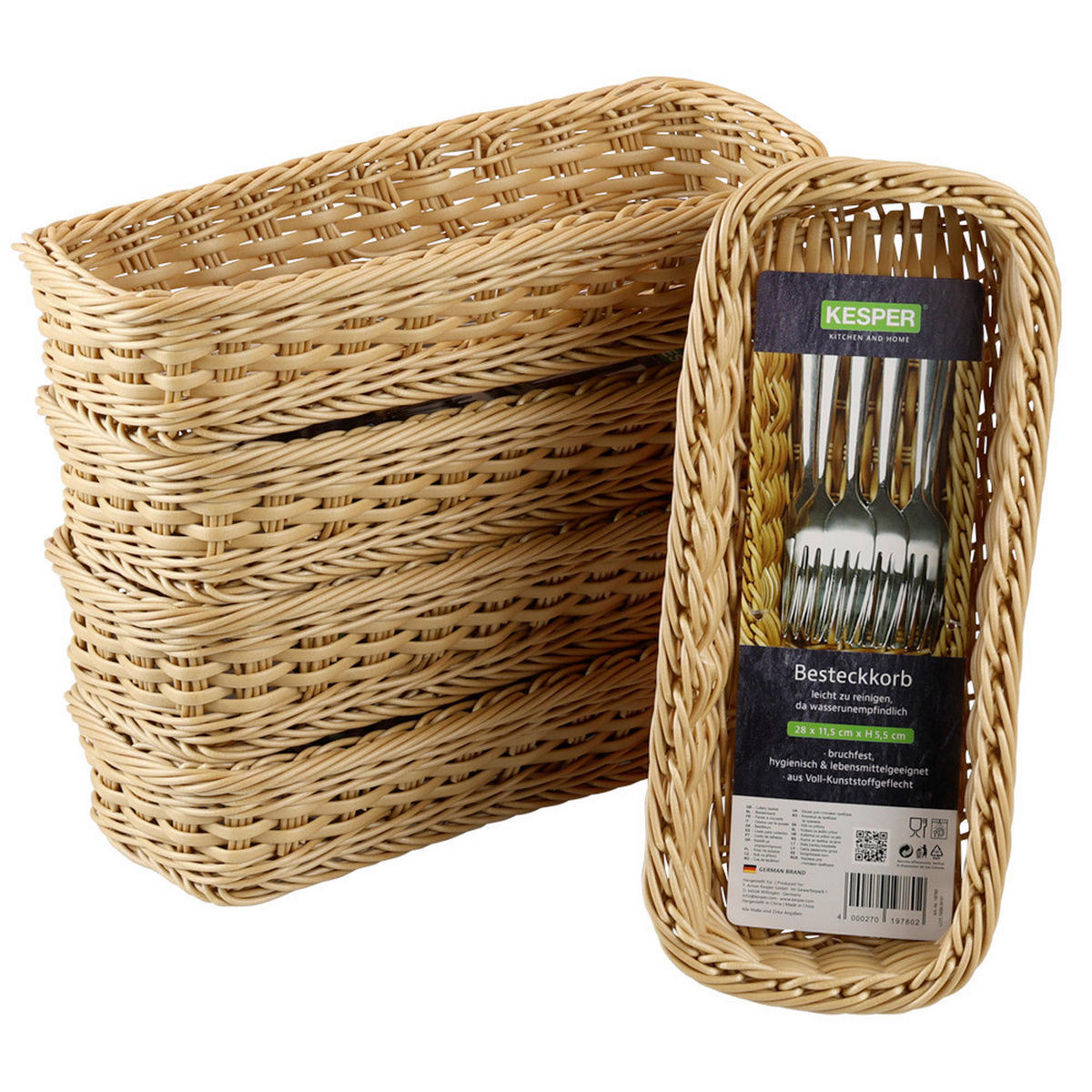 BESTECKKORB - Hellbraun, Basics, Kunststoff (28/5,5/11,5cm) - Kesper