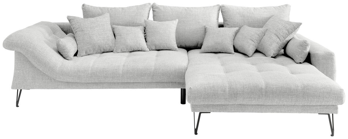 ECKSOFA in Mikrofaser Weiß  310/192 cm  - Schwarz/Weiß, KONVENTIONELL, Textil/Metall (310/192cm) - Livetastic