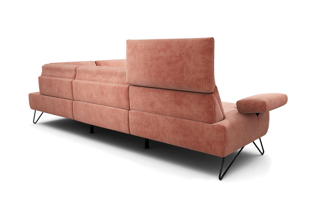 ECKSOFA Cosy Rosa Samt  - Schwarz/Rosa, Design, Textil/Metall (288-303/213cm) - SENSOO