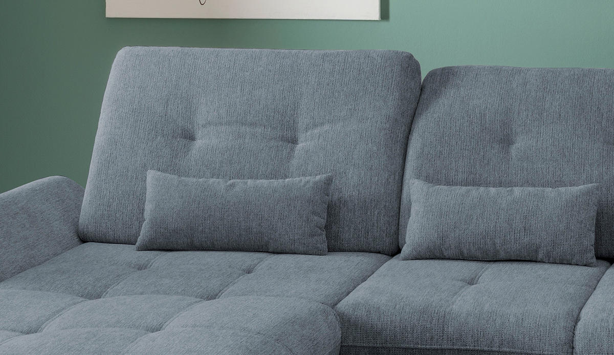WOHNLANDSCHAFT in Chenille Hellblau  - Chromfarben/Hellblau, Design, Textil/Metall (195/376/254cm) - Livetastic
