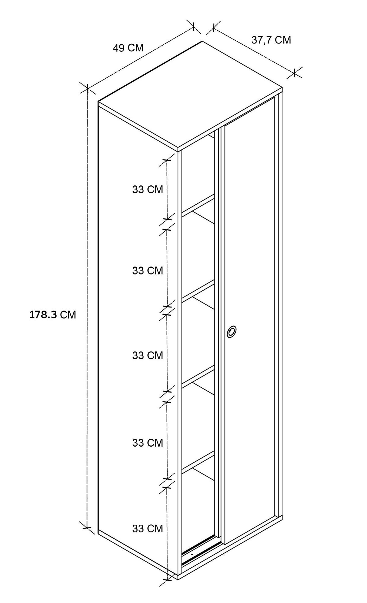 AKTENSCHRANK 49/168/38 cm  - Weiss, Design, Holzwerkstoff (49/168/38cm) - MID.YOU