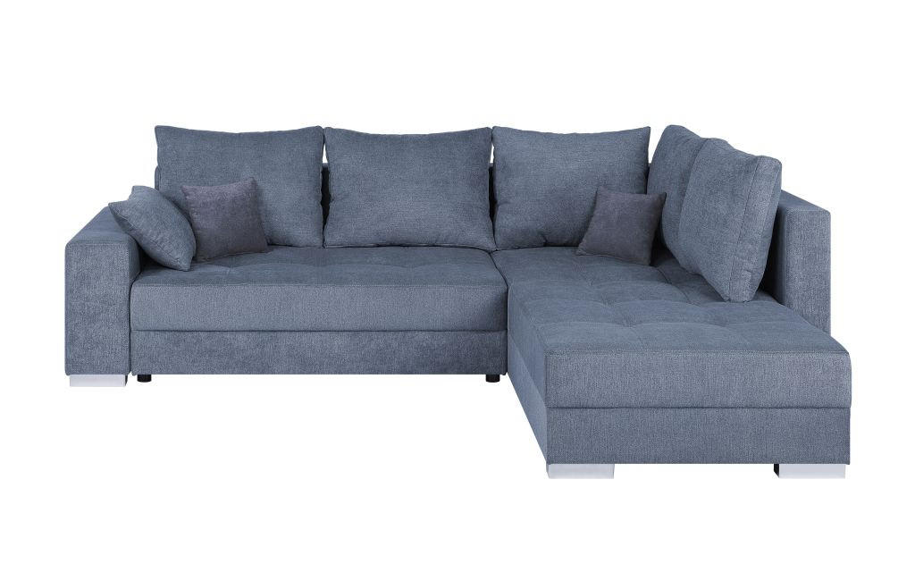 ECKSOFA Blaugrau Webstoff  - Chromfarben/Anthrazit, Design, Kunststoff/Textil (260/218cm) - P & B