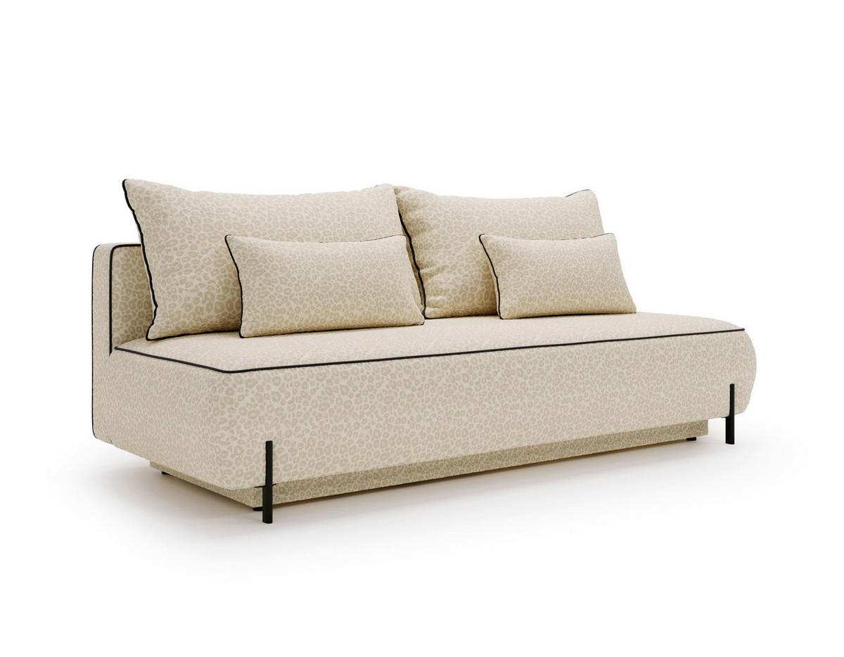 SCHLAFSOFA Jacquard Beige Stoffauswahl, Rücken echt  - Beige/Hellgrau, Design, Textil/Metall (212/90/95cm) - Livetastic